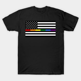 Thin Rainbow Line American Flag T-Shirt